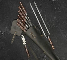 9Pcs Stainless Steel Skewers BBQ Set Shashlik Kebab for Mangal "HUNTING QUIVER"