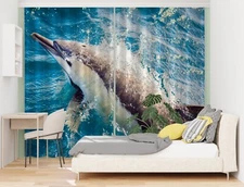3D Wave Dolphin ZHUA4488 Animal Photo Curtain Window Blockout Fabric Amy 2023