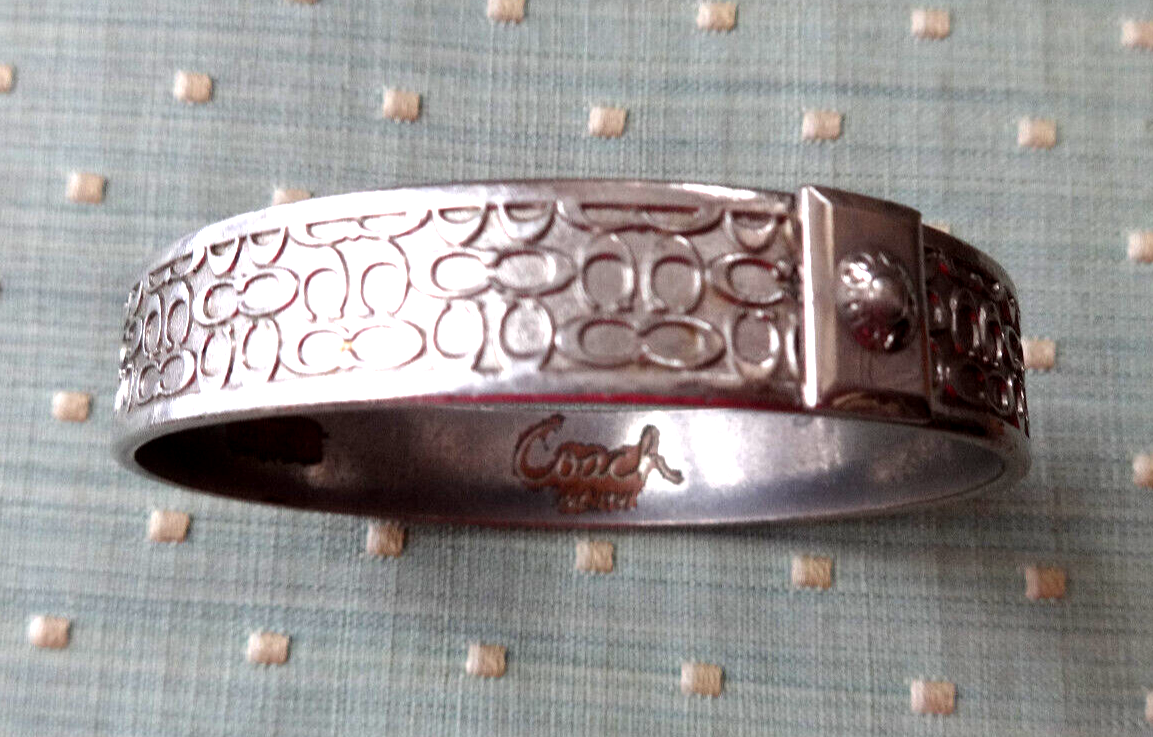 VINTAGE COACH BANGLE CUFF C LOGO BRACELET SILVER TONE DESIGNER AS