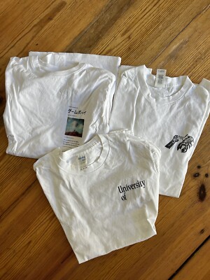 3x weiße T-Shirts Herren Gr. M mit Aufdrucken