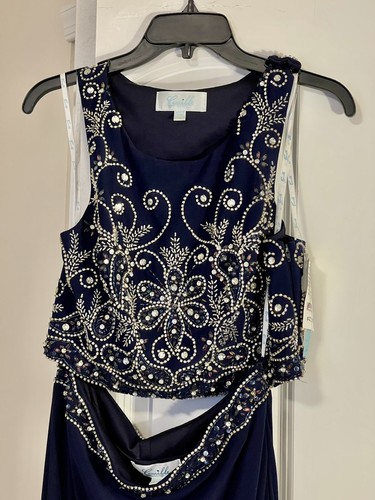 Camille La Vie Blue & Silver Long 2 pieces Dress size 10. Brand New With Tag. - Picture 4 of 9