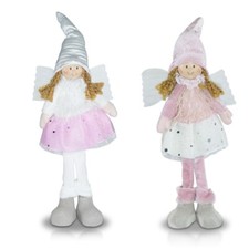 Art. 234046 Hada de tela blanca y rosa para decoración de pascua altura 30 cm