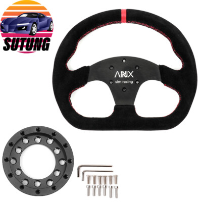 13INCH Suede Steering Wheel + Wheel Adapter Plate For Logitech G25/G27/G920/G923