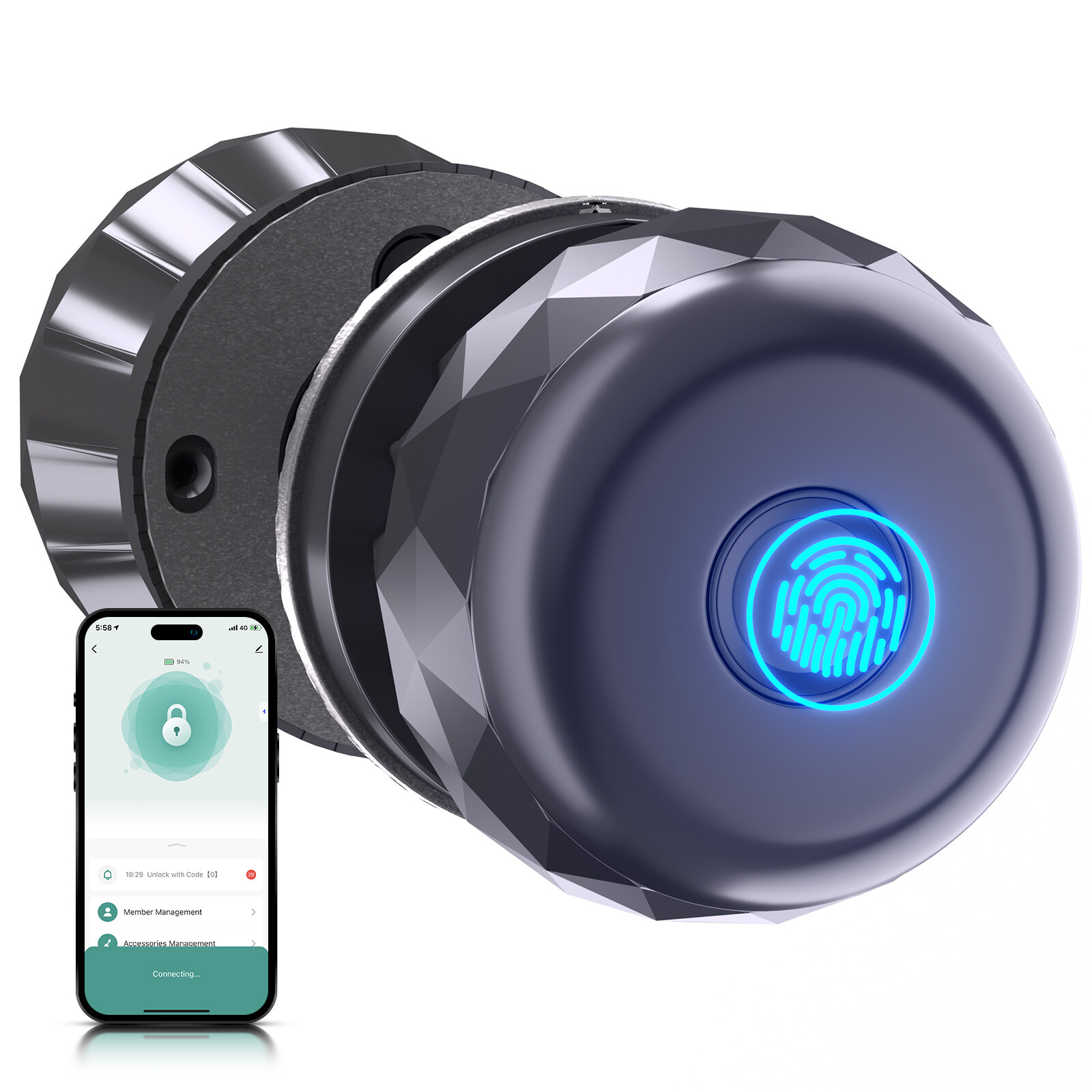 Smart Fingerprint Door Knob with App Control Door Lock Biometric Door Knobs AU
