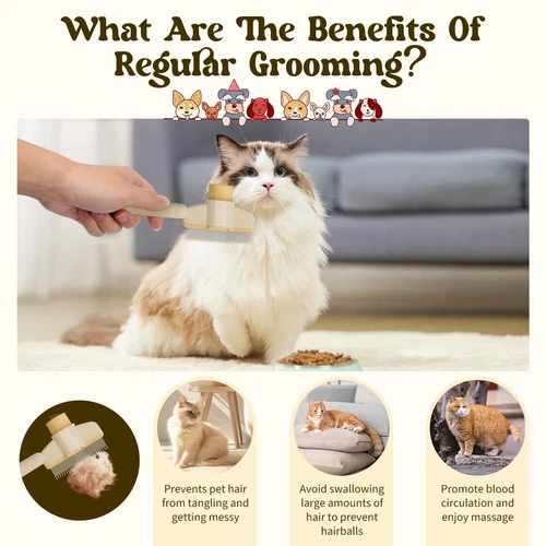 Zenbrush Cat Comb, Zen Brush Self-Cleaning Pet Comb Grooming Brush - Picture 6 of 10