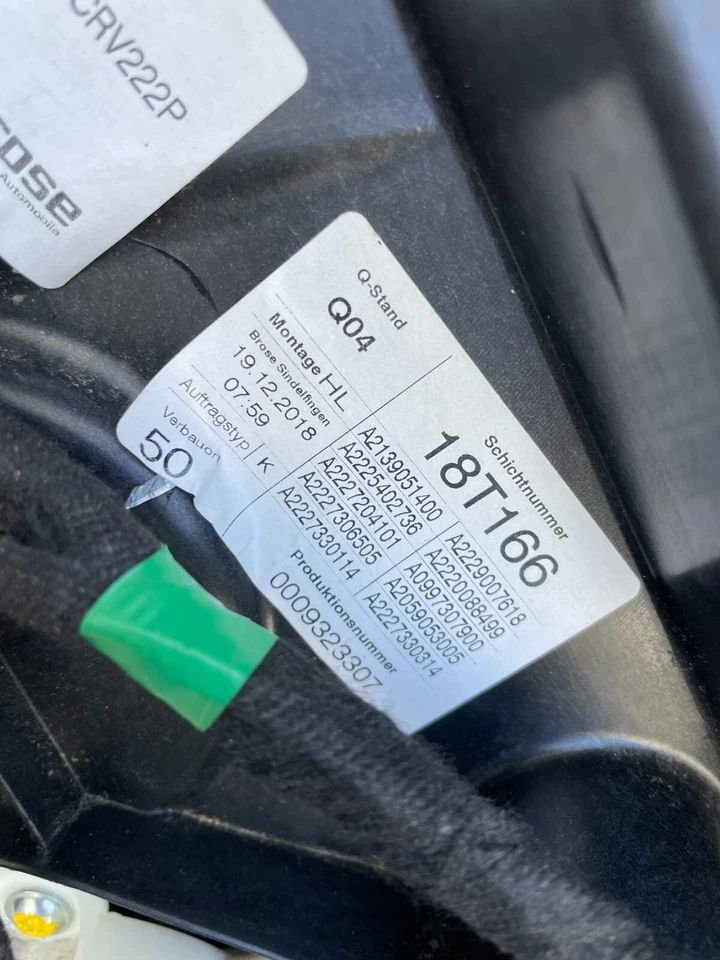 Regulador ventana trasera conductor izquierdo Mercedes S550 V222 2014 a 2017 OEM L8237 Foto 3 de 4