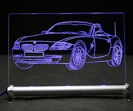 Autogravur mit BMW Z4 Roadster auf LED Schild - Leuchtschild - Bild 1 von 1