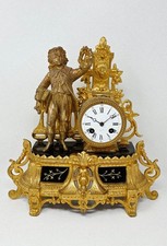 ANCIENNE PENDULE REGULE DORE ET MARBRE NOIR