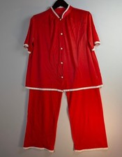 Vintage 60'S Henson Kickernick Pajama Set Women's M Red Nylon Made in USA