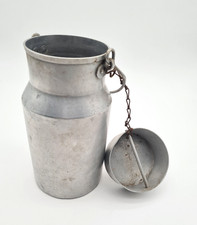 Ancien Pot à Lait Vintage en Aluminium - Bidon 1l. avec chainette  - A77