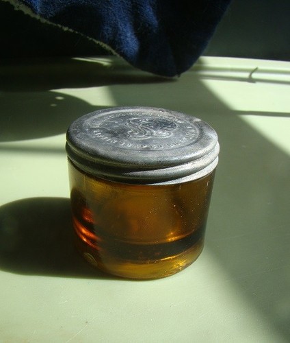 Antique Honey Amber MODJESKA COLD CREAM Jar- LARKIN SOAP CO.- BUFFALO, N.Y.