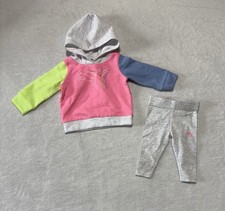 Puma 2 Piece Set Girl  s 3-6M Hoodie Leggings Pink Yellow Blue Outfit New
