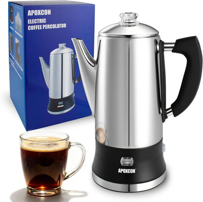 APOXCON Electric Coffee Percolator Stainless Steel Coffee Maker with Clear Brew