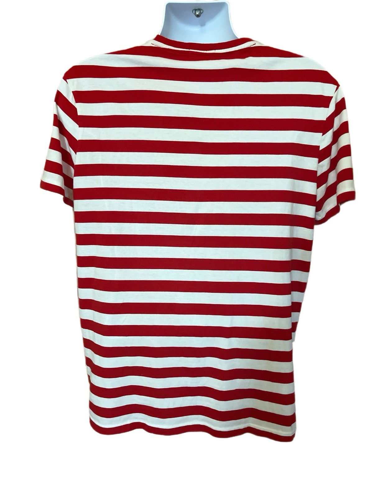 PONY Polo Ralph Lauren maglietta uomo rossa bianca SS Ocean Stripe taglia large