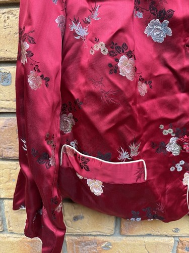 Women's Traditional Chinese Silk Jacket Size S Asian Costume Red Long Sleeve - Foto 4 di 10