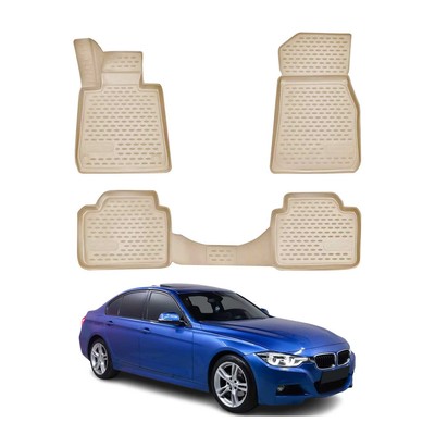 OMAC Floor Mats Liner for BMW 3 Series F30 F31 2012-2018 Rubber TPE Beige 4Pcs