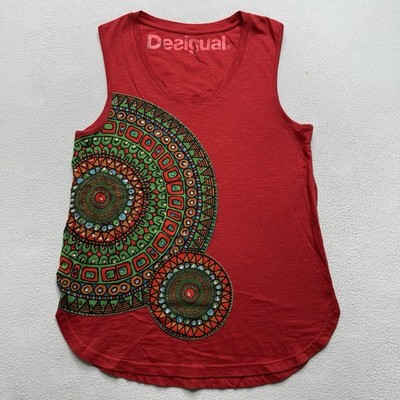 Women s Top T-Shirt Jersey Desigual Size L Red