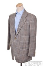 PAUL STUART Beige Plaid Check Wool Blend Sport Coat Blazer Jacket - 42 R