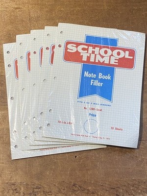 5 Packs NOS Deadstock VTG 70's Notebook Graph Paper, 100 Sheets, 3 Ring Binder