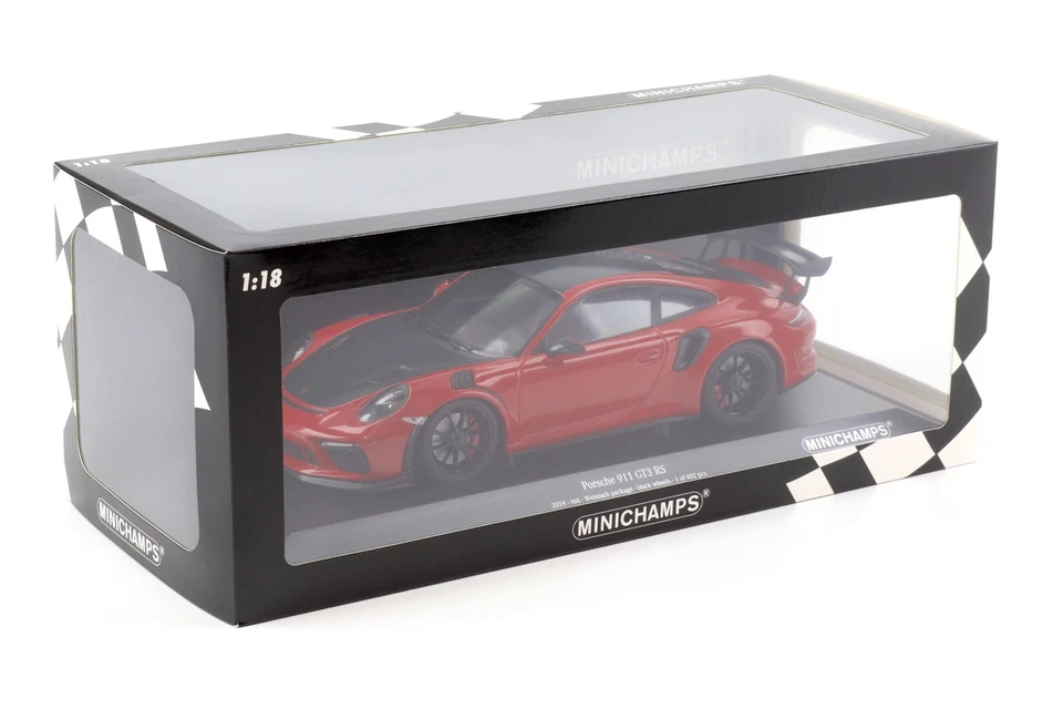 1:18 Minichamps Porsche 911 (991.2) GT3 Rs Weissach Pacchetto Red/Nero Wheel - Immagine 4 di 4