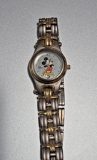 Time Works Mickey Mouse Watch Gold Tone Silver Tone Metal Band 85/8273
