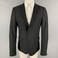 The Kooples Taille 40 Veste De Sport En Laine Noire À Revers En Pic