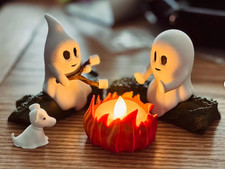 Ghost Campfire Gathering Spooky Halloween Small Decor Cute Ghost Figurine Set