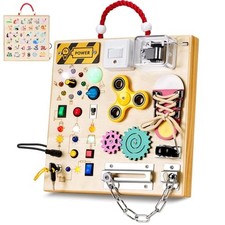 Montessori Wooden Busy Board Toys for 1 2 3 Boys Girls,Toddler Sensory Educat...
