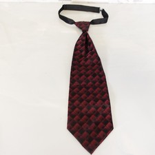 Neck Tie Boy Red Wine Geometric Diamond Woven Art Deco Silk Suit Wide Pre Tied