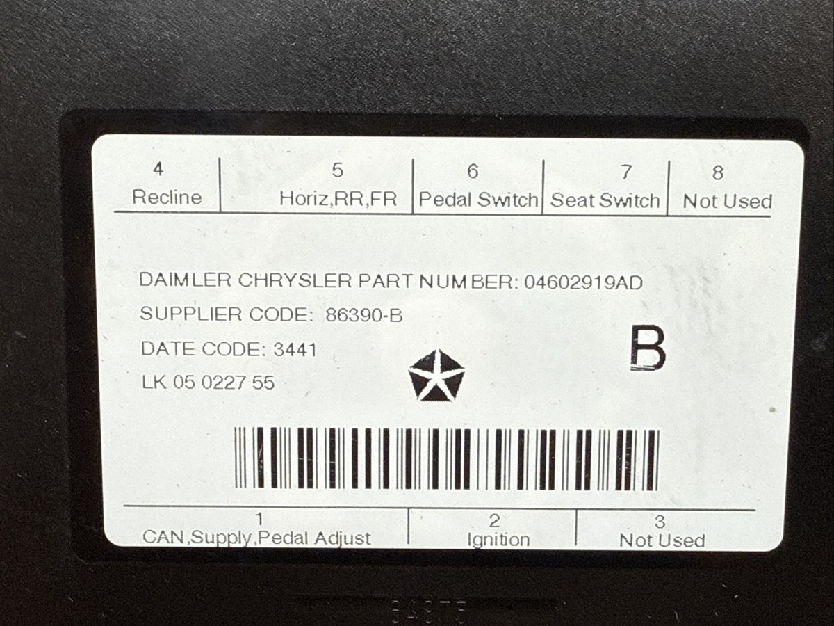 2009-2012 Ram 1500 2500 3500 Front Driver Seat Memory Control