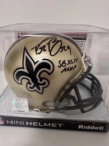 Drew Brees Autograph SB XLIV MVP VA Hologram COA New Orleans Saints Mini Helmet
