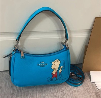 COACH x PEANUTS CBM31 Teri Shoulder Bag Linus Parrot Blue Multi