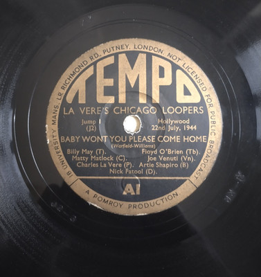 LA VERE'S CHICAGO LOOPERS Sunday / Baby Won't You Please Come Home UK Tempo 78