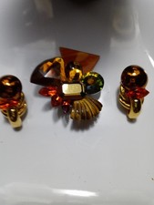 Orecchini Vintage Firmati Wendy Gell Strass Tono Oro ROCCA & Clip - Rari 