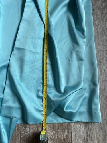 EVE STILLMAN VTG 2 Piece Women’s S/M MAXI SLIT Nightgown Robe LIQUID Aqua SATIN - Picture 12 of 14