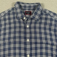 UNTUCKit Shirt Mens Large Blue Plaid Button Up Short Sleeve Flannel Type Preppy