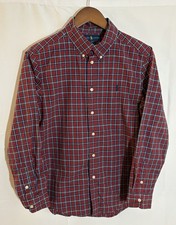 Polo Ralph Lauren Boy's Large Red  Blue Plaid Long Sleeve Button Up Shirt