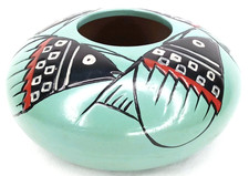 VTG 1950s Manuel Olivas Mata Ortiz Green & Black Paquime Pottery Jar New Arrival