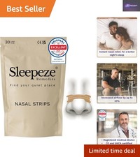 Image of Strong Adhesion Nasal Strips x30 - Large Size for Men and Women, Snoring Relief