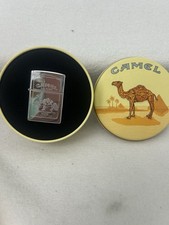 Vtg Camel Filters Chrome Zippo Lighter w/ Round Tin Joe Camel Promo