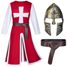 Medieval Renaissance Crusader Knight Tunic Templar Robe Halloween Cosplay War...