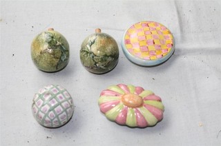 Lot of five Mackenzie Childs knobs pulls