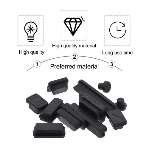5 Sets Dust Plug Waterproof Black Cover Computers Port Stopper Laptop - Afbeelding 2 van 12
