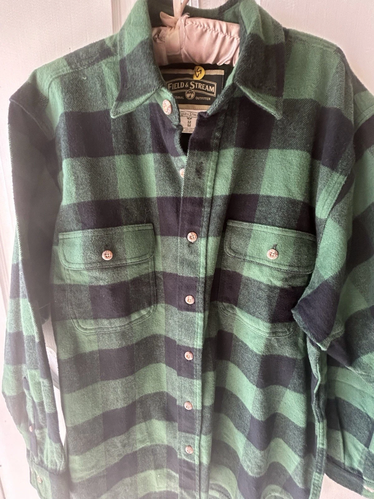 Field & Stream Lumberjack Flannel Shirt Men's M Hunter Green Black Plaid