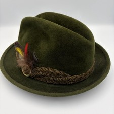 Stetson Heritage Green Feathered The Sovereign Sz 7 1/4 Fedora Alpine-Style Hat