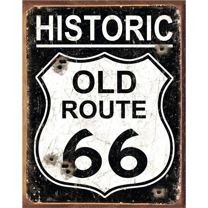 Plaque publicitaire metal Route 66 vintage 30x40cm ideale deco bar et salon retro