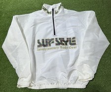 Vintage Surf Style Interplanetary Body Gear Windbreaker Jacket White Iridescent