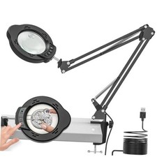 Magnifying Glass with Light and Clamp, 15X 10X Desk Magnifying Lamp, 84 LED
