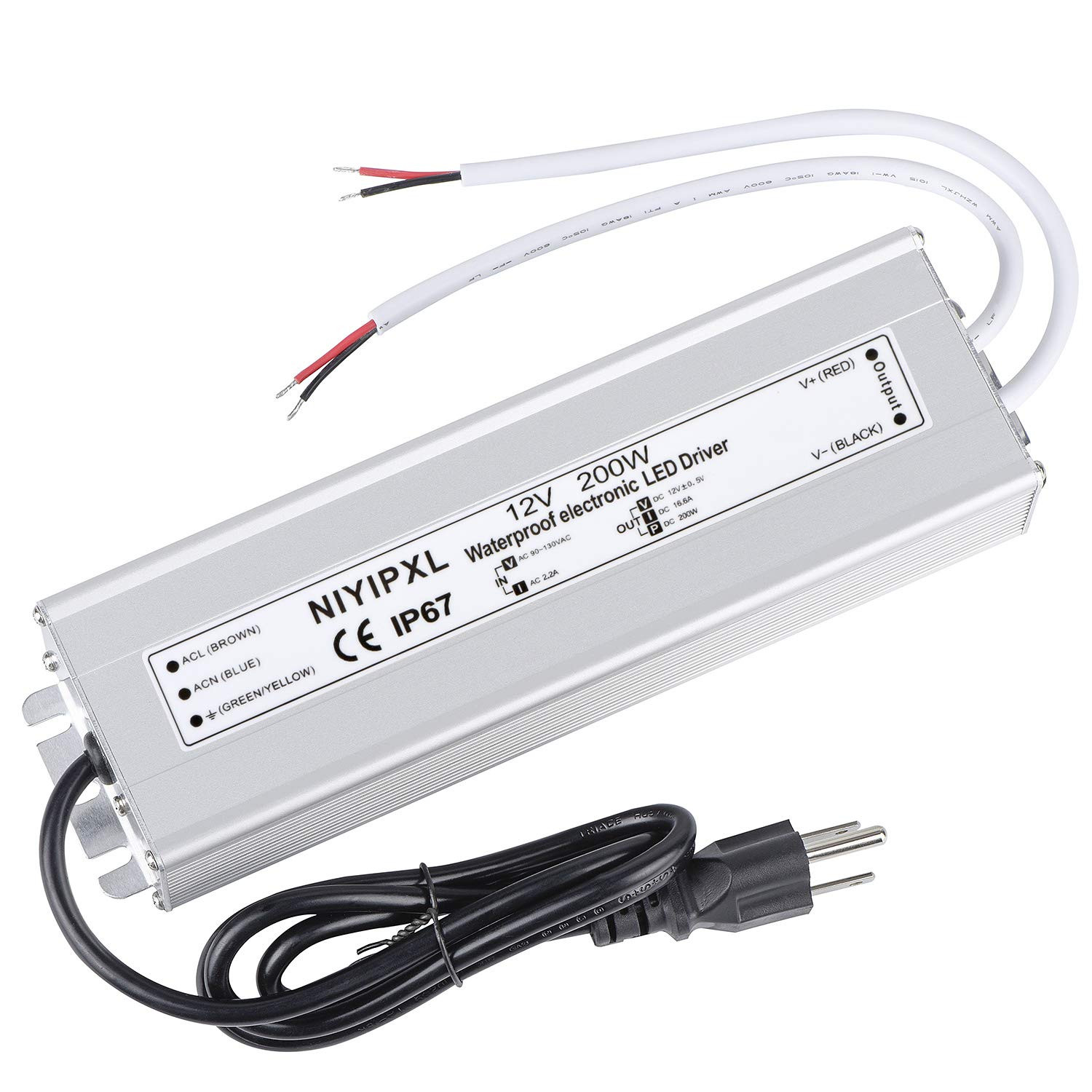 LED Driver 200 Watts Waterproof IP67 Power Supply Transformer Adapter 90V-130...