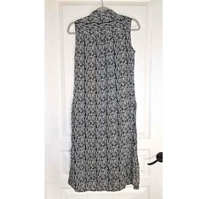 Lee Cooper Womens Black White Abstract Print Sleeveless Button Front Shirt Dress